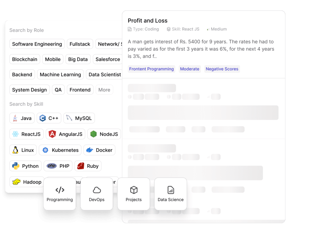 WeCP's large customizable question bank view