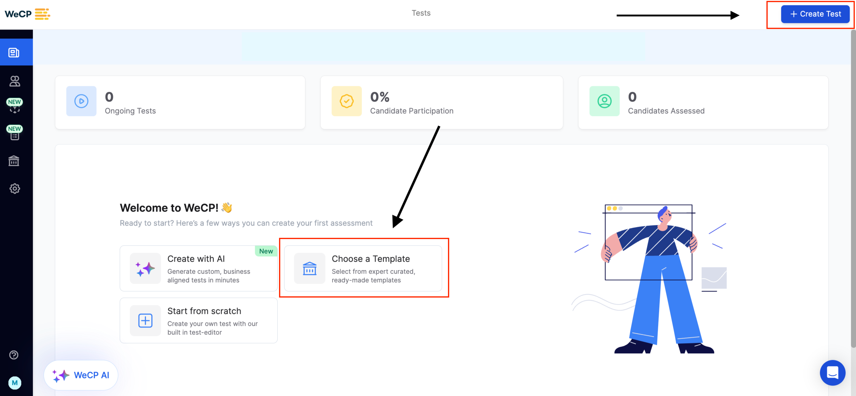 Creating a test on WeCP using a test template