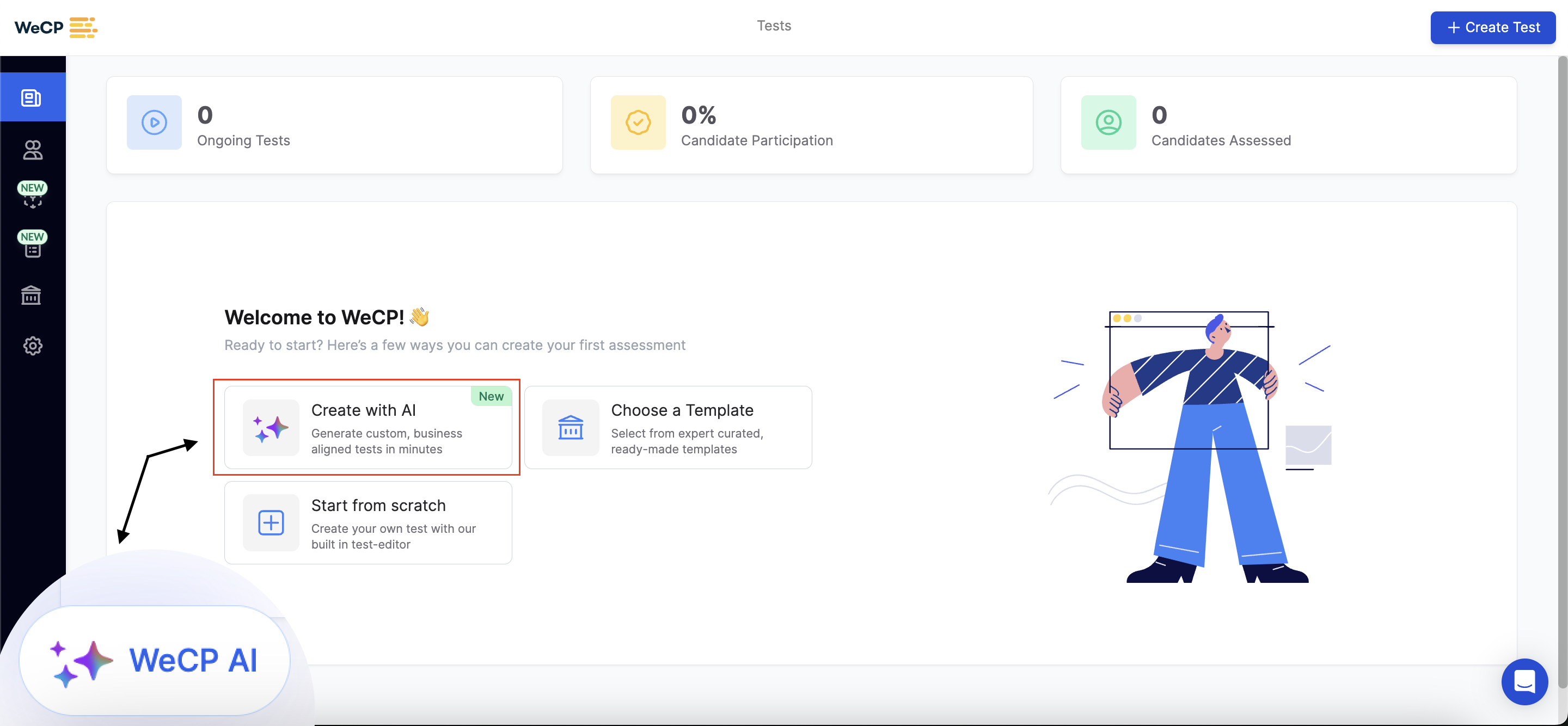 Create a test using WeCP AI Copilot